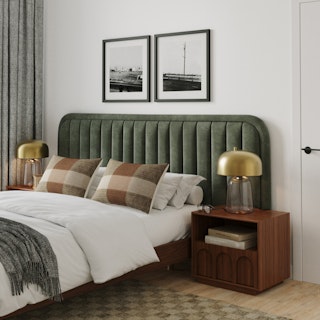 Rolph Queen Velvet Headboard - Plush Pacific Green