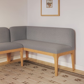 Rosin 56.75" Left Corner Banquette - Natural Oak and Hestia Gray