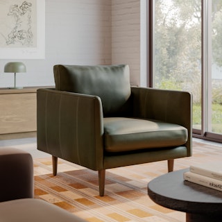 Burrard 32" Leather Lounge Chair - Charme Green