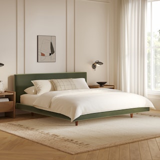 Tessu King Low Profile Velvet Bed - Hale Fir Green